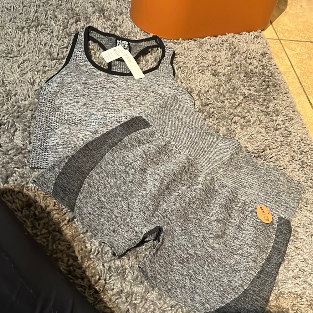 Pink workout set - biker shorts and sports bra